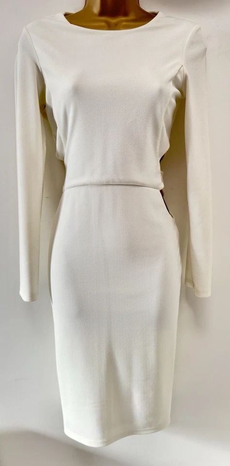 Vestido MISS SELFRIDGE UK8 EU36 US6 blanco roto manga larga lápiz movible Foto 3 de 4