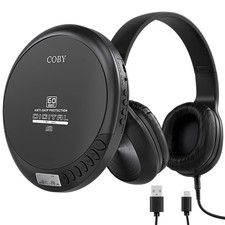 Coby Portable CD Player with Headphones, FM Radio, MP3 No Size, Black