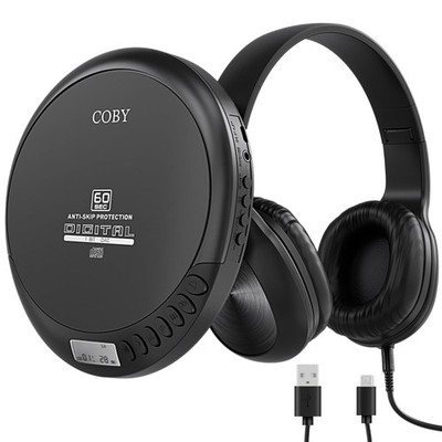 Coby Portable CD Player with Headphones, FM Radio, MP3 No Size, Black