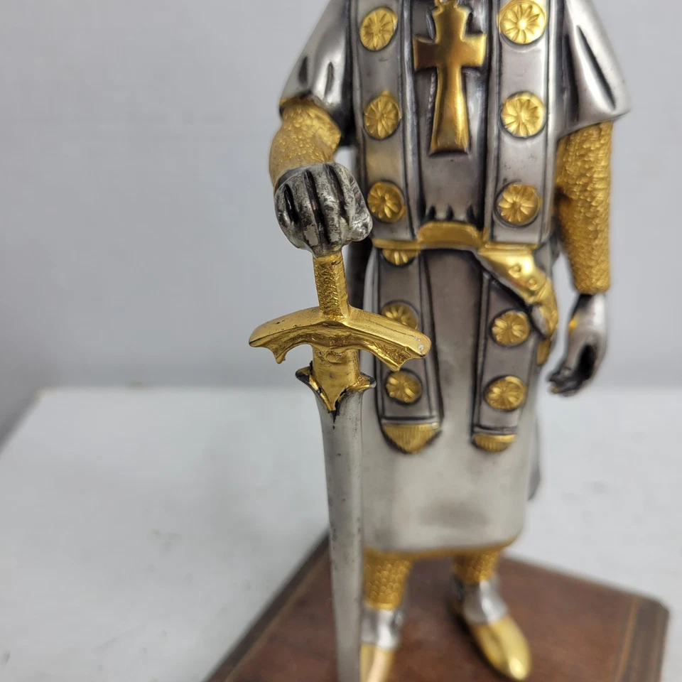 Estatueta Giuseppe Vasari prata bronze cavaleiro guerreiro edição limitada assinada - Imagem 3 de 4