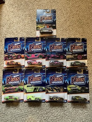 Hot Wheels Neon Speeders JDM Lot Of  9  Civic Type R Ek9, 510 Wagon, Eclipse Etc