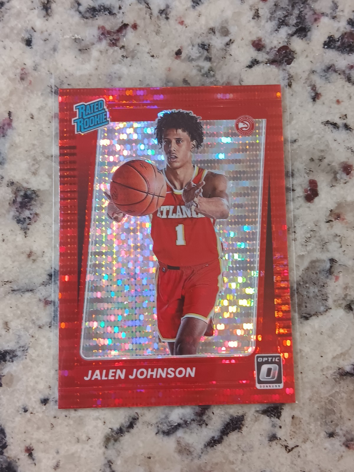 2021-22 Optic Jalen Johnson Rated Rookie Red Pulsar Prizm #181 Hawks Color Match