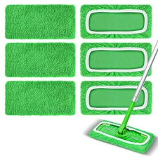 6-Pack Reusable Mop Pads Compatible with Swiffer Sweeper 100% Coral Fleece