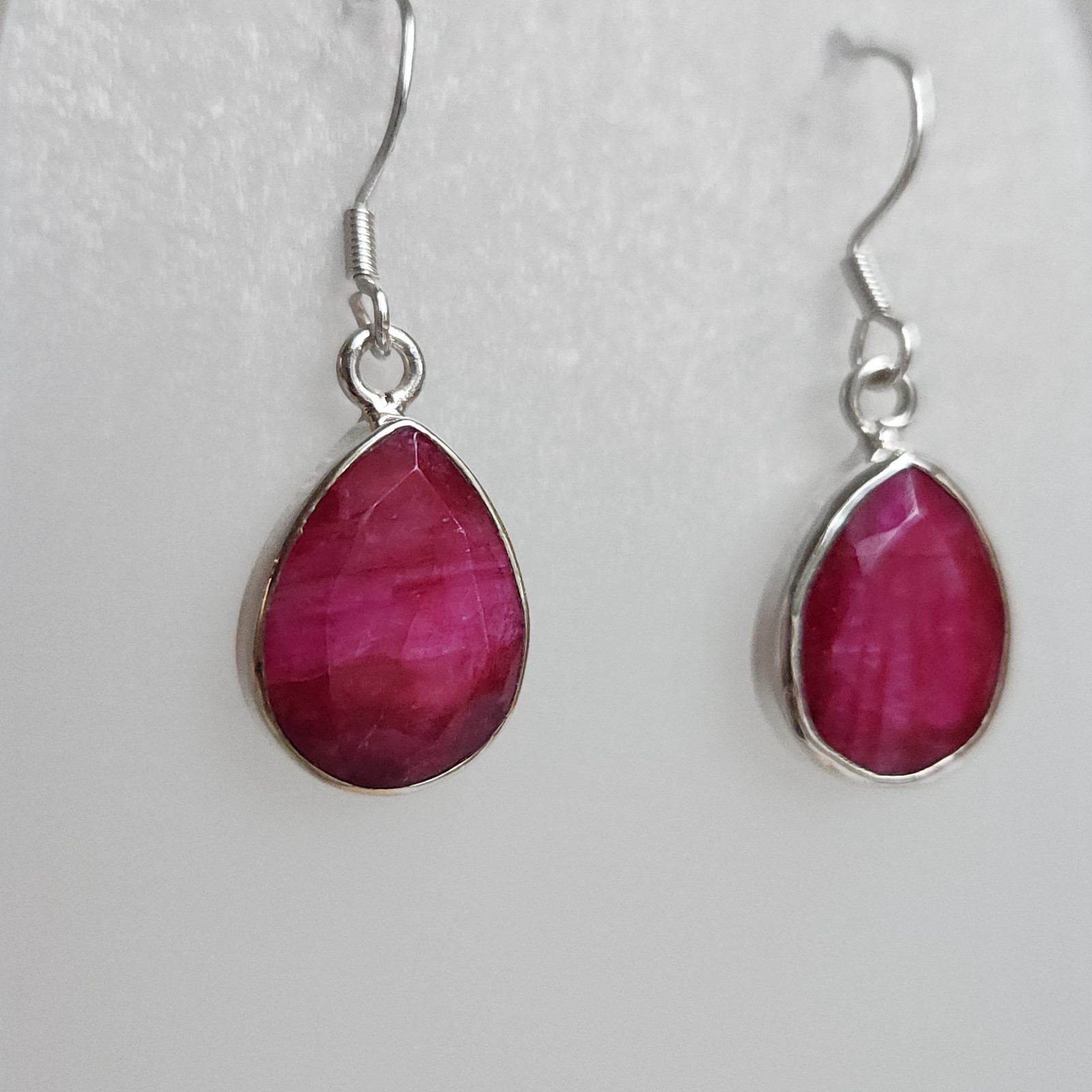 925 Sterling Silver Ruby Teardrop Dangle Earrings… - image 13