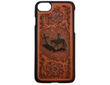 3D Western Cell Phone Case Crackle Leather Studs Brown DPH901