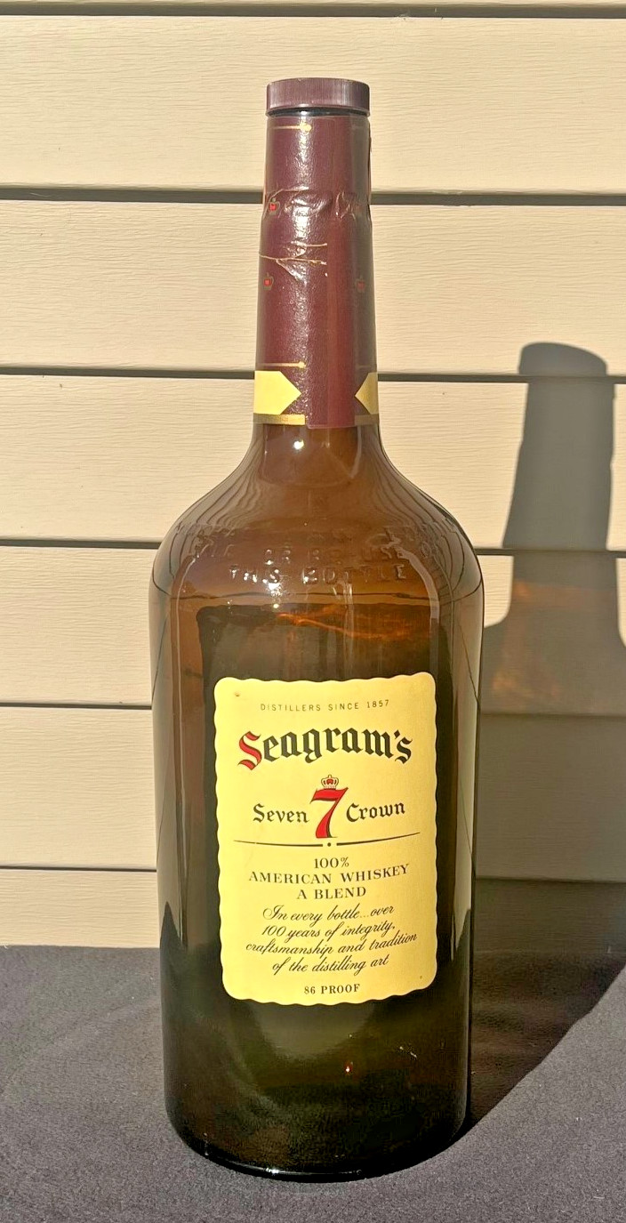Vintage 1960s  --  Seagram's 7 Seven Crown  --  1 Gallon Whiskey  Glass Bottle