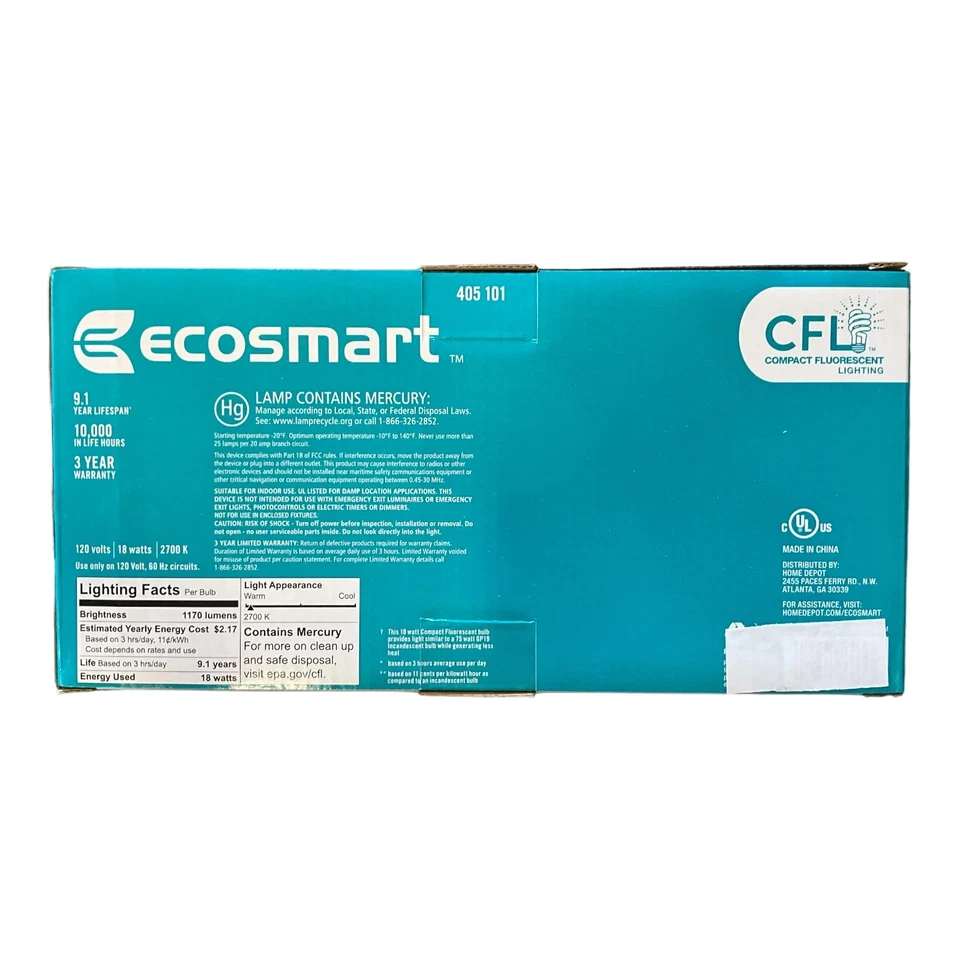 75-Watt Equivalent A19 Spiral Non-Dimmable E26 Medium Base CFL Light Bulb - Image 3 of 3