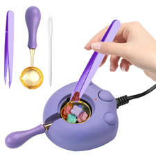 Electric Wax Seal Warmer Kit - Purple, Includes Spoon and Tweezers for DIY Wax S