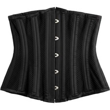 SHAPERX Underbust Corset Size M Black Mesh Steel Boned Waist Trainer Goth