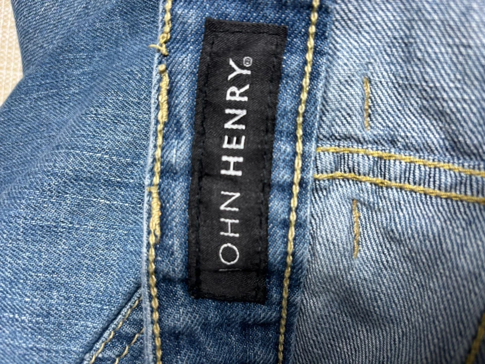 Pantalones de mezclilla ajustados John Henry para hombre talla 29 azul lavado medio tiro medio elásticos  Foto 3 de 4