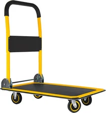 Heavy-Duty Foldable Push Cart Dolly 660 lbs Capacity Flatbed Hand Truck Yellow