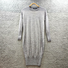 Sportscraft Womens Jumper Dress Size XXS/XS Grey Merino Wool 3/4 Sleeve