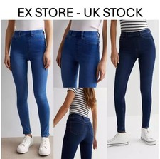 Ladies Womens Jeggings Jeans Denim Stretch Fit Skinny Blue Navy EX STORE NEW