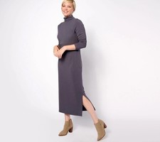 Women with Control Midi Dress Large Petite Finespun Jersey Tummy Control NEW 