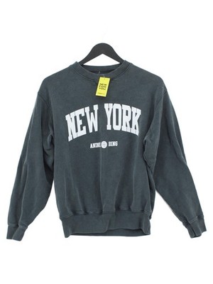 Anine Bing Damen Hoodie XS Grau Grafik 100% Baumwolle Pullover