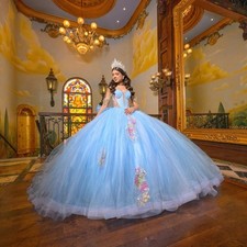 Blue Quinceanera Dresses Off Shoulder Lace Sequins Appliques Ball Gowns Sweet 16