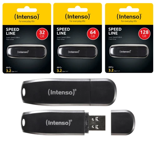 Intenso USB Stick 16 32 64 128 256 GB Speicherstick Speed Line schwarz USB 3.2