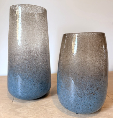 Uttermost Ione Coastal Seeded Glass Vase in Taupe/Light Blue Ombre (Set of 2)