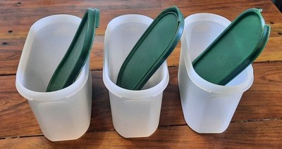 Tupperware Vtg Oval Modular Mates #2.   4 ³/  Cups Dark Green Seals Lot Of 3