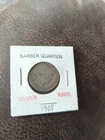 1908  BARBER SILVER QUARTER NICE COIN!