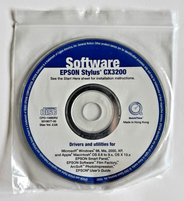 Vintage 2002 Epson Stylus CX3200 Software CD-Rom