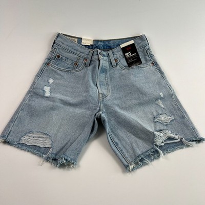 Levi's Premium Women 501 '90s Mid Rise Button Fly Distressed Jeans Short Size 24