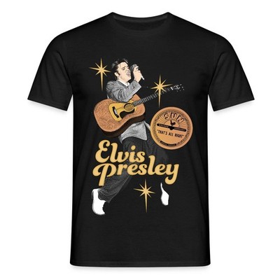 Elvis Presley Mit Girarre Und Mikrofon Männer T-Shirt
