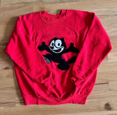 Unique , handmade, vintage Felix the Cat needlepunch sweatshirt, Women's L