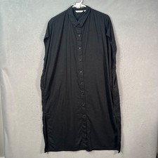 UNIQLO Womens Small Black Linen & Rayon Blend Shirt Dress Button-Down Sleeveless