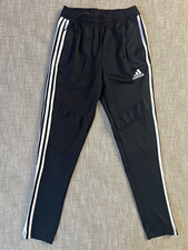 adidas Climacool Boys Black Track Pants White 3-Stripes Youth 14-15Y
