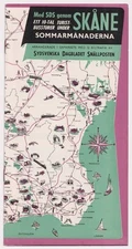 1958 SDS Skane Sweden Travel Tourist Brochure Illustrated Map Castles Bus Tours