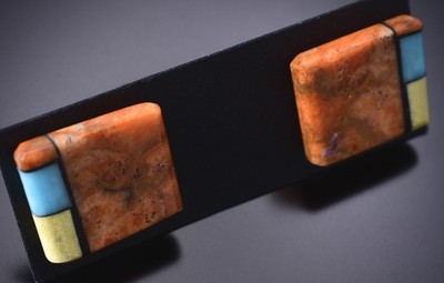 Santo Domingo Pueblo (Kewa) Multistone Post Earrings by Mary Tafoya 6D22B