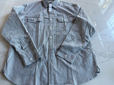 NWT $59.99 J. Crew Lightweight  Black Hickory Stripel L/S Workshirt - Large
