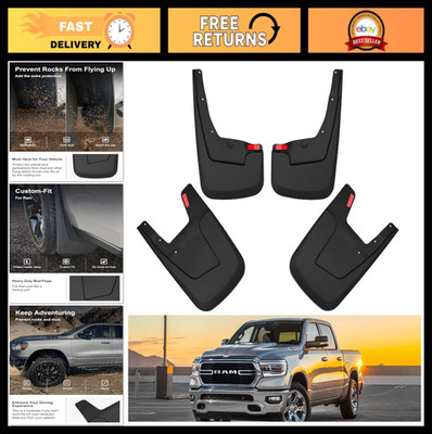 Heavy Duty Mud Flaps for 2019-2024 Dodge Ram 1500, No Drill, 4 Pcs Set, Front &