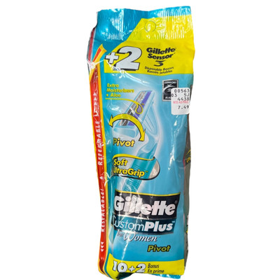Gillette Custom Plus Pivot Razors Shavers Women  Sensitive (pack of 12)