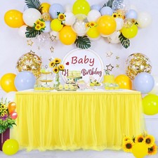 Suppromo 14ft Yellow Tulle Tutu Table Skirt for 168" x 30" 14FT ,
