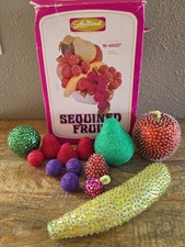 Vintage Lee Wards SEQUINED FRUITS  1970's READ PARTIAL kit