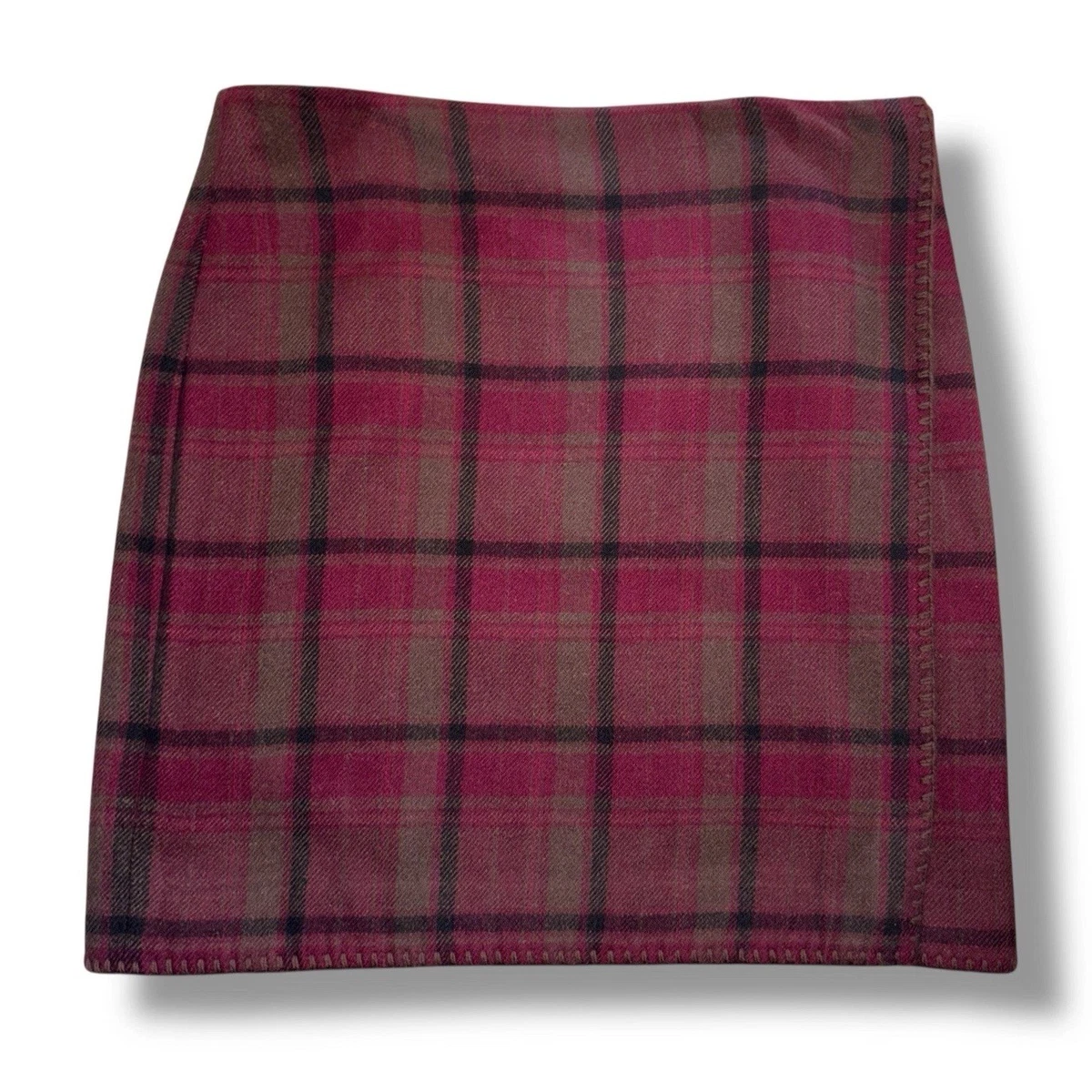 Jupe Courte Tweed Eddie Bauer Taille 8 - Laine, Doublée - Coupe A-Line Marron - Occasion Excellent état