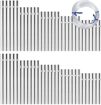 DIY Wind Chime Parts Kit 60 Aluminum Tubes 5 Sizes 100 Yards String Silver