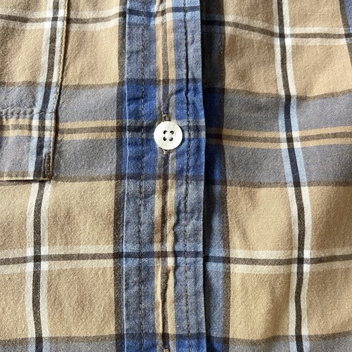 Stussy camicia vintage uomo blu medio beige quadri cotone bottoni tasca casual - Foto 6 di 16
