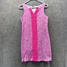 Lilly Pulitzer Dress Girls XL 14-16 Pink Jacquard Shift Sleeveless Tropical