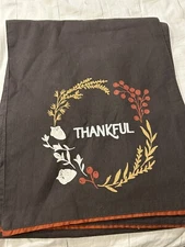 Threshold Brown Embroidered Thankful Table Runner 14 x 72 Thanksgiving Fall