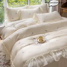 3pcs Floral Embroidery Bedding Set Duvet Cover Pillowcase NO Sheet Bedclothes