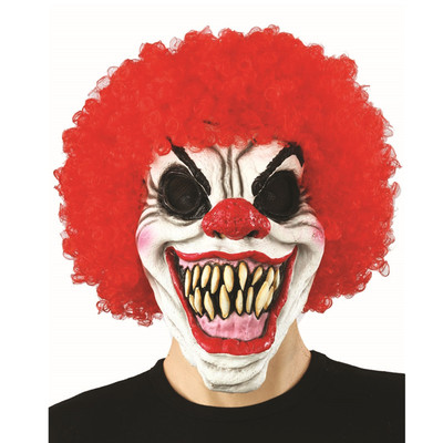 Killer Halloween Clown Mask Latex Scary CURLY CLOWN