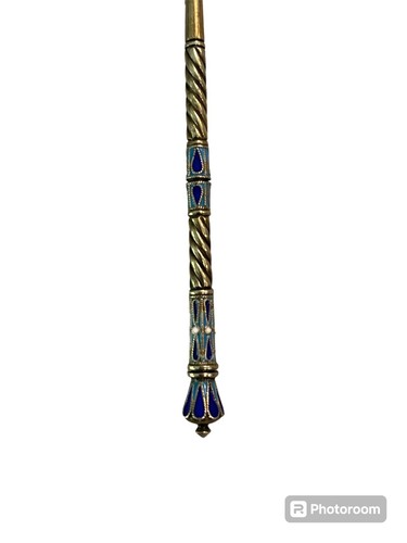 Russian 88 Silver Cloisonne Enamel Tea Spoon Fedor Ruckert, Kokoshnik - Picture 3 of 7