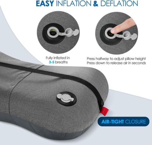 HIKENTURE Camping Pillow with Removable Cover - Ultralight Inflatable Pillow for - Picture 6 of 11