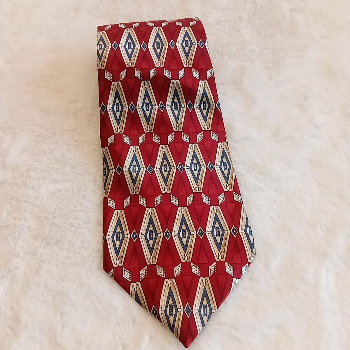 Mark Alexander Vintage Mens Abstract Silk Tie GUC Red And Blue Tie 60" X 3.75"