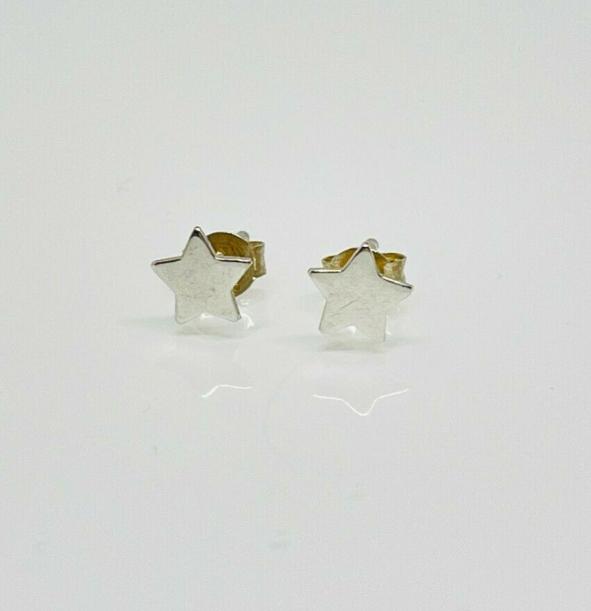 Gorgeous Solid Shining Star Stud Earrings 925 Sol… - image 6