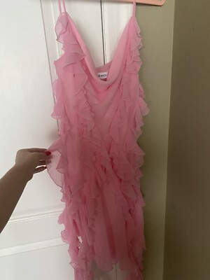 mach mach pink ruffled dress Euro 42 Small | eBay