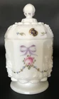 Vintage Westmoreland Hand Painted Milk Glass Lidded Jar